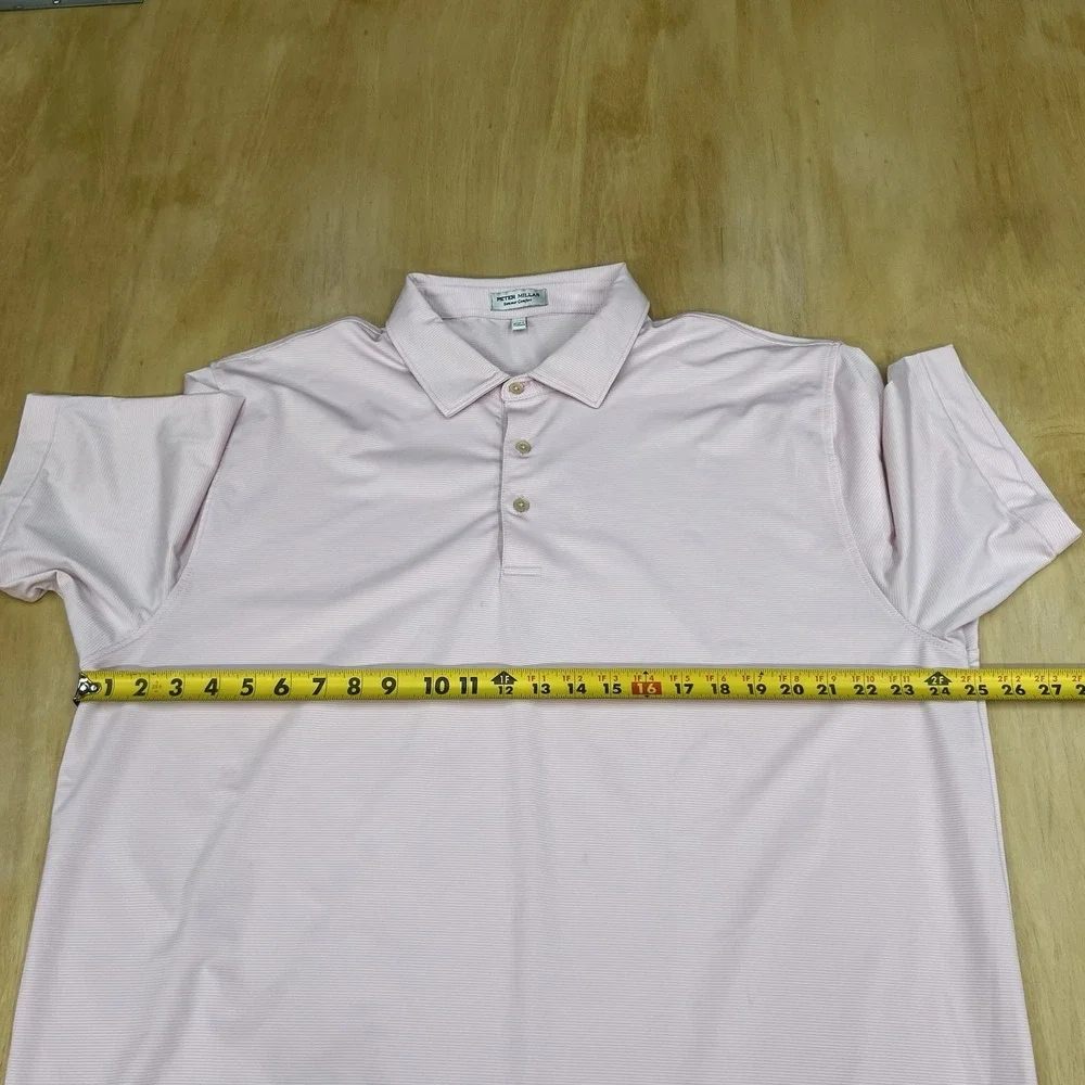 Peter Millar Summer Comfort Polo Golf Shirt Mens XL Loose Fit Pink Striped